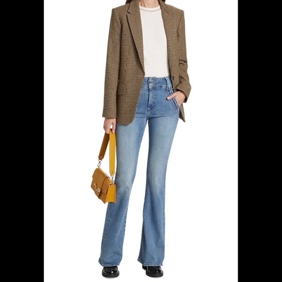 Frame The Double Detail High Rise Flare Denim Jeans Color Merced Size 32 - NWT - Picture 7 of 16